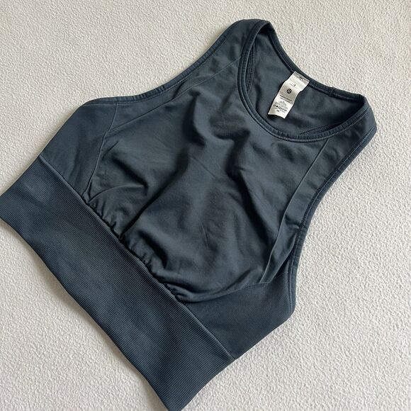 Lululemon Women Iron Blue Ebb to Train Bra High Neck Medium Support C/D Cup 4 - Picture 2 of 7